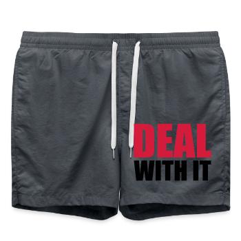 Spruch cool text deal with it relaxe b - Short de bain - charbon - Devant - AI Model Male 185 light (185cm)