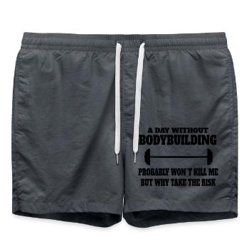 Bodybuilder Fitness Sport Muskel Krafttraining - Badeshorts - Anthrazit - Vorne - AI Model Male 185 light (185cm)