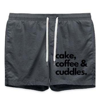 cake coffee and cuddles - claim - Badeshorts - Anthrazit - Vorne - AI Model Male 185 light (185cm)