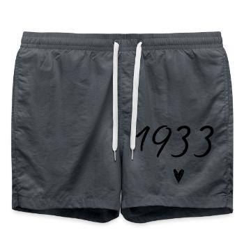 1933 Heart Birthday - Swim Trunks - anthracite - Front - AI Model Male 185 light (185cm)