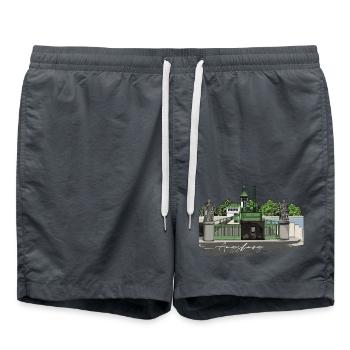 High Indulgence // High Customs // Augsburg // Illustration - Swim Trunks - anthracite - Front - AI Model Male 185 light (185cm)
