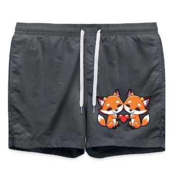 Fuchs Paar Valentinstag - Badeshorts - Anthrazit - Vorne - AI Model Male 185 light (185cm)