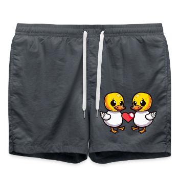 Ente Paar Valentinstag - Badeshorts - Anthrazit - Vorne - AI Model Male 185 light (185cm)