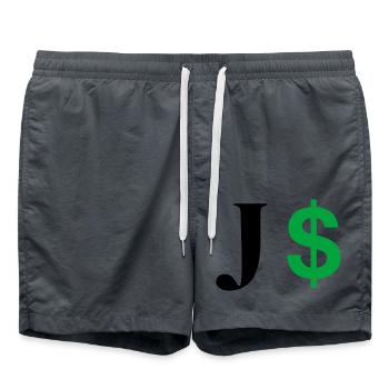 Letter j dollar - Swim Trunks - anthracite - Front - AI Model Male 185 light (185cm)