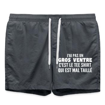 Gros ventre tee shirt | cadeau droles - Short de bain - charbon - Devant - AI Model Male 185 light (185cm)