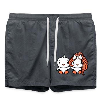 2 Birds Lady Woman Man Couple Love In Love Sweet - Swim Trunks - anthracite - Front - AI Model Male 185 light (185cm)