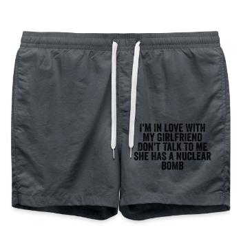 I'm In Love With My Girlfriend Don't Talk To Me - Swim Trunks - anthracite - Front - AI Model Male 185 light (185cm)