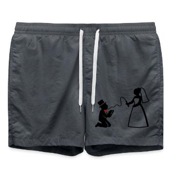 Brautpaar Ehe Paar Peitsche Hochzeit - Badeshorts - Anthrazit - Vorne - AI Model Male 185 light (185cm)