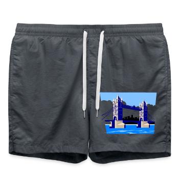 England London Tower Bridge - Badeshorts - Anthrazit - Vorne - AI Model Male 185 light (185cm)