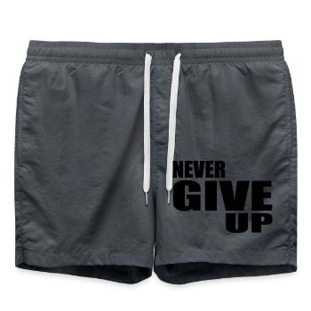 Never give up - Badeshorts - Anthrazit - Vorne - AI Model Male 185 light (185cm)
