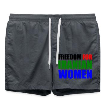 Freedom for iranian women - Short de bain - charbon - Devant - AI Model Male 185 light (185cm)