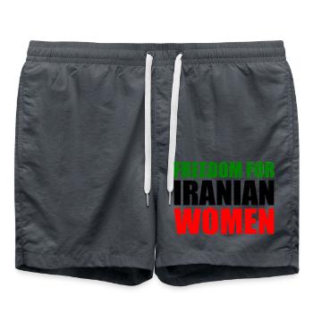 Freedom for iranian women - Swim Trunks - anthracite - Front - AI Model Male 185 light (185cm)
