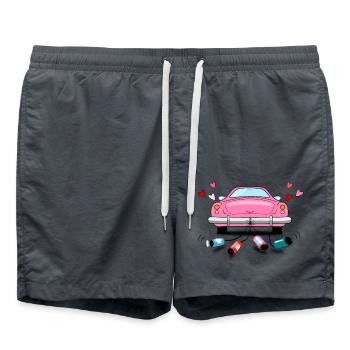 Wedding Car Pink Wedding - Swim Trunks - anthracite - Front - AI Model Male 185 light (185cm)