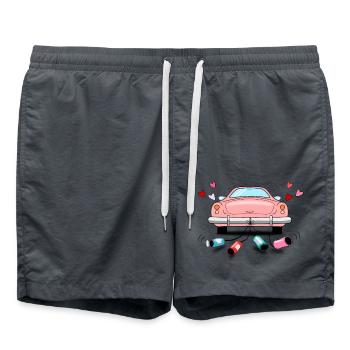 Wedding Car Pink Wedding - Swim Trunks - anthracite - Front - AI Model Male 185 light (185cm)