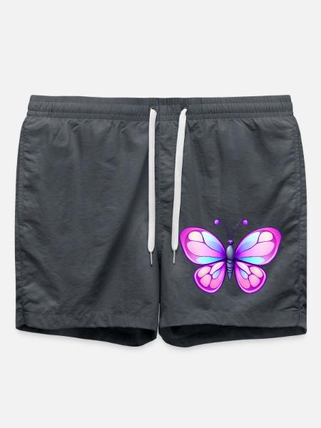 Süßer Comic Schmetterling, rosa & blaue Flügel - Badeshorts - Anthrazit