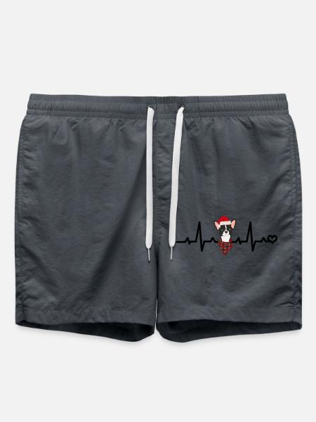 Chihuahua EKG Hund mit Weihnachtsmütze und Brille - Badeshorts - Anthrazit