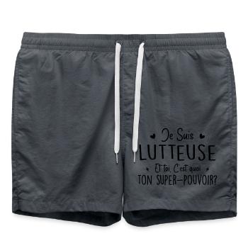 I am a wrestler. What's your superpower? - Swim Trunks - anthracite - Front - AI Model Male 185 light (185cm)