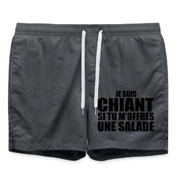 Mann, der liebt: Salat. Lustiger Design-Humor - Badeshorts - Anthrazit - Vorne - AI Model Male 185 light (185cm)
