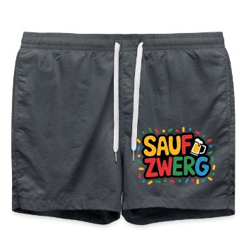 Saufzwerg - Party Fasching Karneval - Badeshorts - Anthrazit - Vorne - AI Model Male 185 light (185cm)