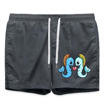 Seepferd Paar Valentinstag - Badeshorts - Anthrazit - Vorne - AI Model Male 185 light (185cm)