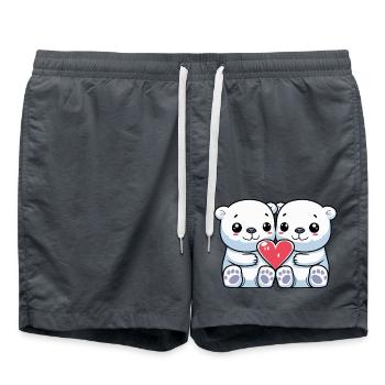 Eisbär Paar Valentinstag - Badeshorts - Anthrazit - Vorne - AI Model Male 185 light (185cm)