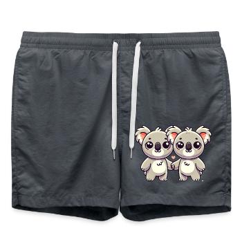 Two Cute Koala Friends Holding Hands - Badeshorts - Anthrazit - Vorne - AI Model Male 185 light (185cm)