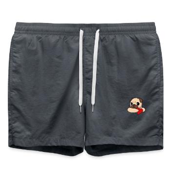 Mops mit Herz - Badeshorts - Anthrazit - Vorne - AI Model Male 185 light (185cm)