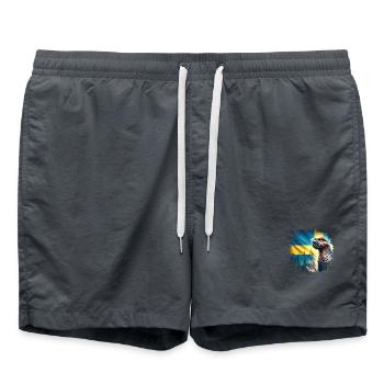 Auerhuhn-Zauber - Gästrikland Landscape Animals Sweden - Badeshorts - Anthrazit - Vorne - AI Model Male 185 light (185cm)