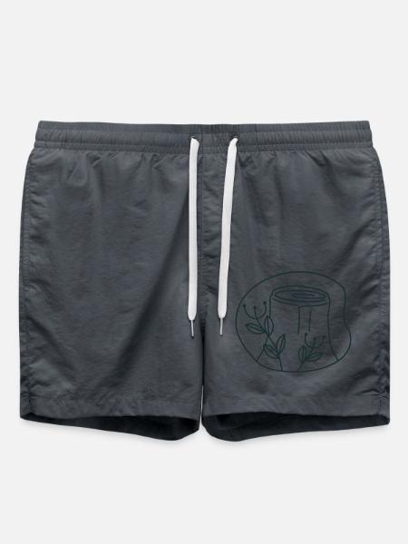 Holzstumpf mit Blumenblumen - Badeshorts - Anthrazit