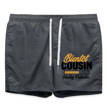 Bientôt cousin veuillez patienter - Short de bain - charbon - Devant - AI Model Male 185 light (185cm)