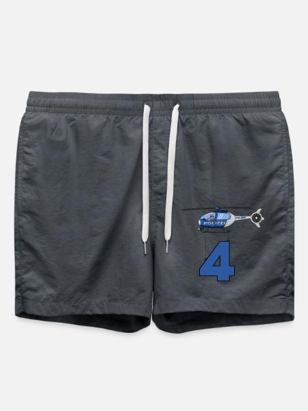 Polizei Hubschrauber 4. Geburtstag - Badeshorts - Anthrazit