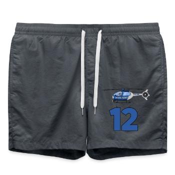 Polizei Hubschrauber 12. Geburtstag - Badeshorts - Anthrazit - Vorne - AI Model Male 185 light (185cm)