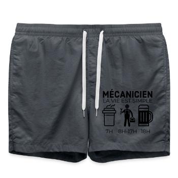 Mécanicien la vie est simple 3 - Short de bain - charbon - Devant - AI Model Male 185 light (185cm)