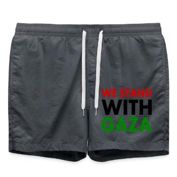 We stand with palestine - Swim Trunks - anthracite - Front - AI Model Male 185 light (185cm)