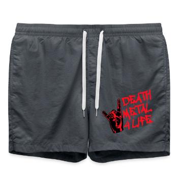 Heavy Death Metal 4 Life Hard Rock Cool Handgeste - Badeshorts - Anthrazit - Vorne - AI Model Male 185 light (185cm)