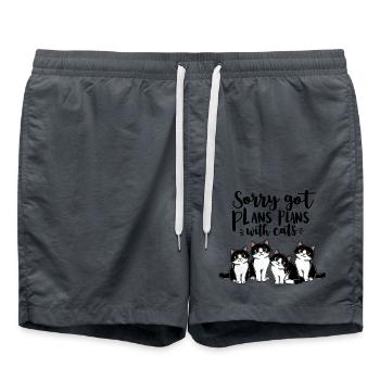 Cats with plans #2 - Badeshorts - Anthrazit - Vorne - AI Model Male 185 light (185cm)