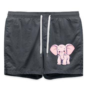 Playful Pink Elephant with Blue Tail - Swim Trunks - anthracite - Front - AI Model Male 185 light (185cm)