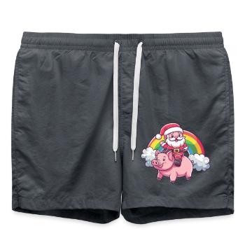 Schwein Weihnachtsmann Regenbogen - Badeshorts - Anthrazit - Vorne - AI Model Male 185 light (185cm)