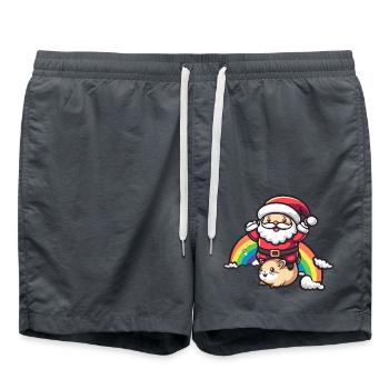 Hamster Weihnachtsmann Regenbogen - Badeshorts - Anthrazit - Vorne - AI Model Male 185 light (185cm)