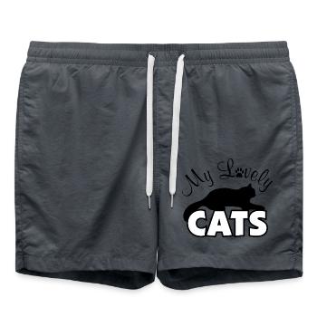 Meine lieben Katzen - Badeshorts - Anthrazit - Vorne - AI Model Male 185 light (185cm)
