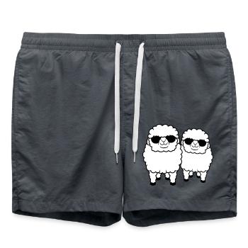2 Sheep Sunglasses Party Sheep Team Friends - Swim Trunks - anthracite - Front - AI Model Male 185 light (185cm)