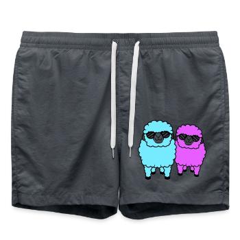 2 Schafe Sonnenbrille Party Schäfchen Team Freunde - Badeshorts - Anthrazit - Vorne - AI Model Male 185 light (185cm)