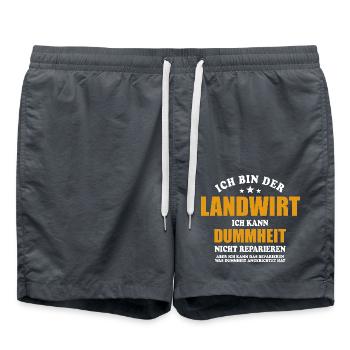 Landwirt - ich kann Dummheit nicht reparieren - Badeshorts - Anthrazit - Vorne - AI Model Male 185 light (185cm)