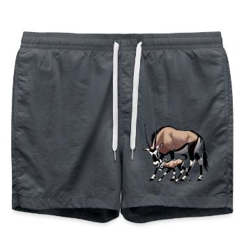 Antilope oryx avec jeune - Short de bain - charbon - Devant - AI Model Male 185 light (185cm)