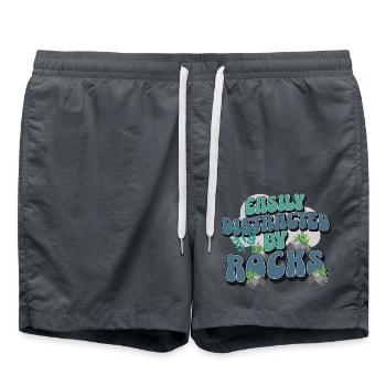 Geologist Stone Collector - Swim Trunks - anthracite - Front - AI Model Male 185 light (185cm)