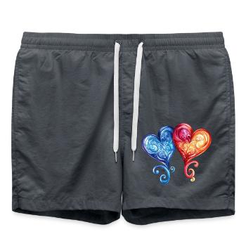Coeurs Amour Ornements Mariage - Short de bain - charbon - Devant - AI Model Male 185 light (185cm)