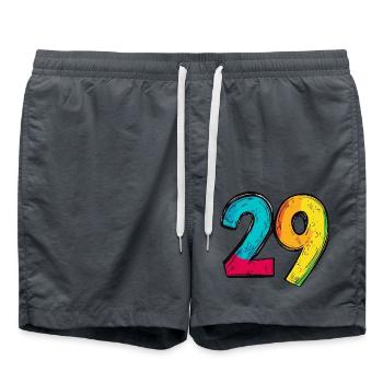 29 Zahl symbol - Badeshorts - Anthrazit - Vorne - AI Model Male 185 light (185cm)