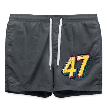 47 Symbole numérique - Short de bain - charbon - Devant - AI Model Male 185 light (185cm)
