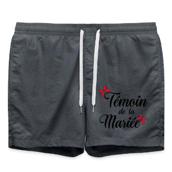Témoin de la mariée noeud - Short de bain - charbon - Devant - AI Model Male 185 light (185cm)