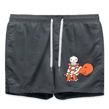 Duck Riding Sitting Giant Turtle 2 Friends - Swim Trunks - anthracite - Front - AI Model Male 185 light (185cm)